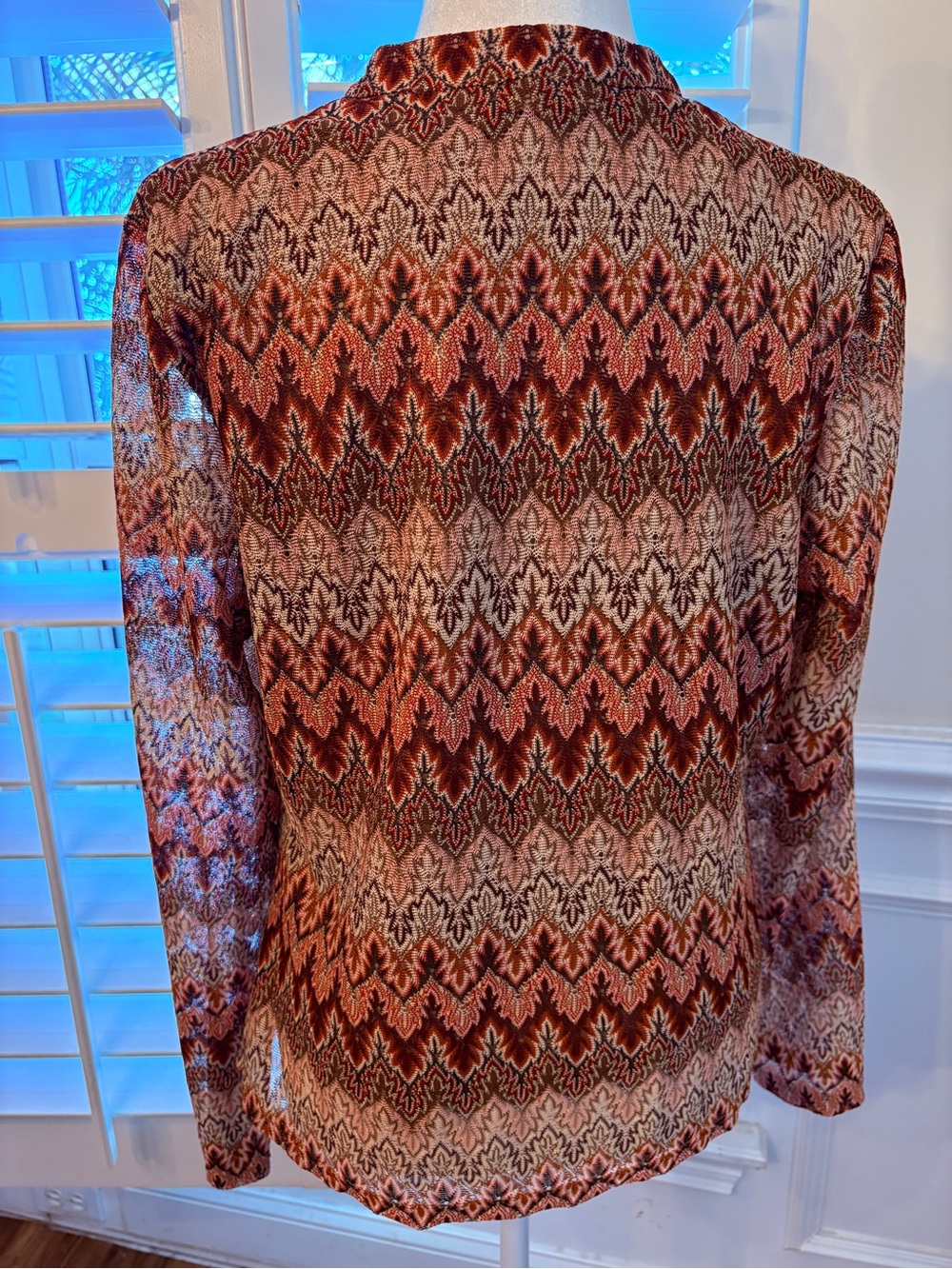 DR2 Rust Chevron-Print Button Front Blouse - Picture 6 of 11
